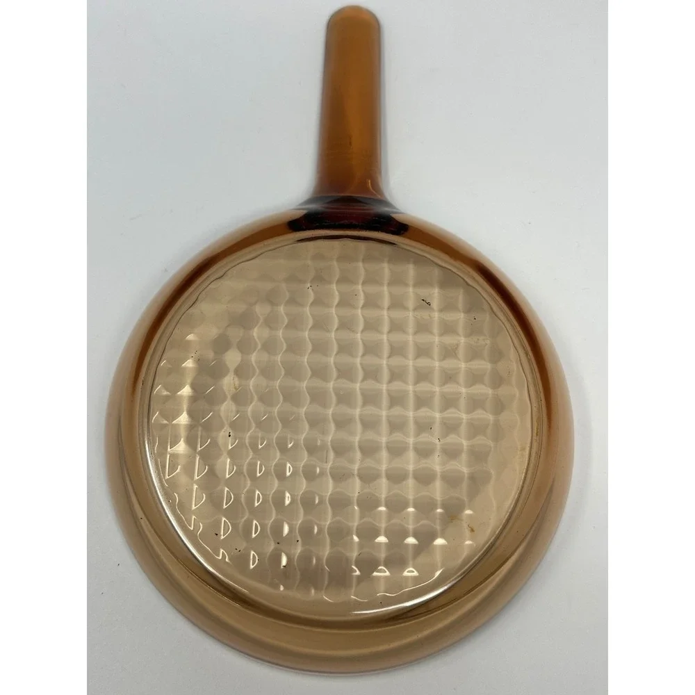 Vintage Corning Visions Amber glass waffle bottom 7